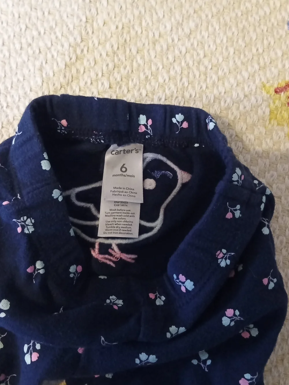 Carter's Navy Leggings with Pink & White Floral Print